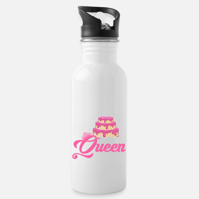 Torten Queen Konditor Torten Bäckerin - Trinkflasche mit integriertem Trinkhalm - Weiß