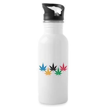 Hemp leaf - Water bottle with straw - white - Right
