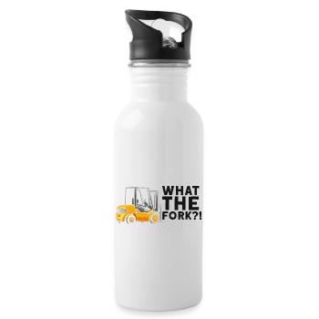 Gabelstaplerbediener und Gabelstaplerfahrer - Trinkflasche mit integriertem Trinkhalm - Weiß - Rechts