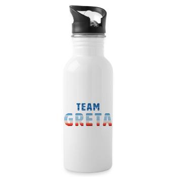 Team Greta | Warming Stripes - Trinkflasche mit integriertem Trinkhalm - Weiß - Rechts
