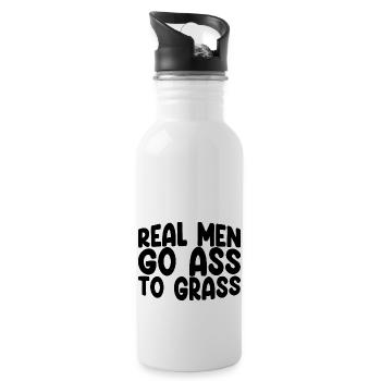Real Men Go Ass To Grass 3 - Trinkflasche mit integriertem Trinkhalm - Weiß - Rechts