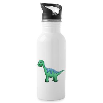 Lieber Dinosaurier. - Trinkflasche mit integriertem Trinkhalm - Weiß - Rechts