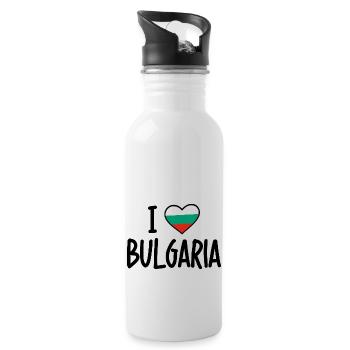 i love bulgaria - Trinkflasche mit integriertem Trinkhalm - Weiß - Rechts