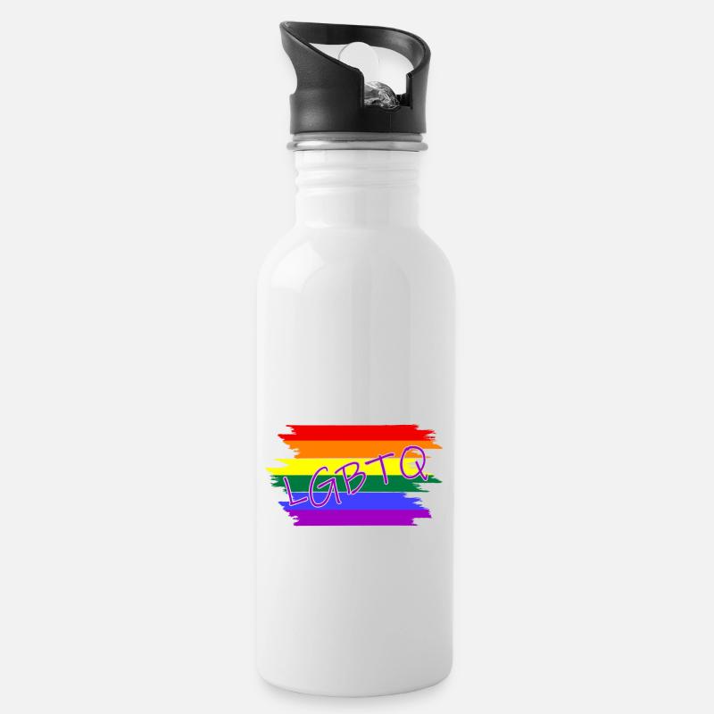 LGBTQ - Trinkflasche mit integriertem Trinkhalm - Weiß