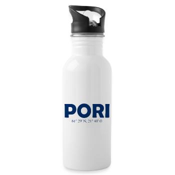 Pori - Finlande - Coordonnées - Longitude Latitude - Gourde avec paille intégrée - blanc - Droite