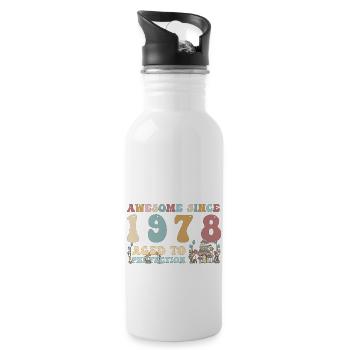 Génial depuis 1978 - 45e anniversaire - 2023 Groovy - Gourde avec paille intégrée - blanc - Droite