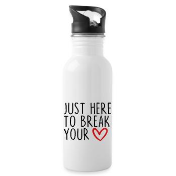 Just Here To Break Your Heart - Water bottle with straw - white - Right