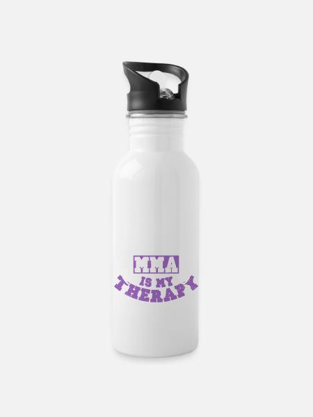 mma therapy - Trinkflasche mit integriertem Trinkhalm - Weiß