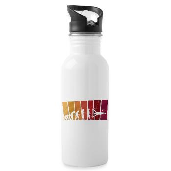 Evolution of man Calisthenics Retro Vintage - Trinkflasche mit integriertem Trinkhalm - Weiß - Rechts