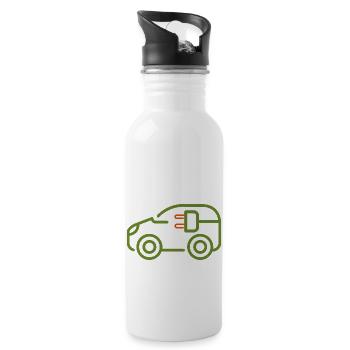 e car electric car green electric e car - Water bottle with straw - white - Right