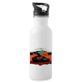 Bright colours and a retro classic sports car - Water bottle with straw - white - Right