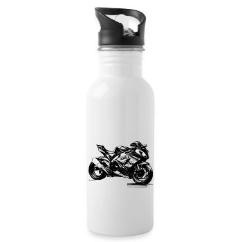 Zeigen Sie Ihren Stil mit unseren Motorradlogos - Trinkflasche mit integriertem Trinkhalm - Weiß - Rechts