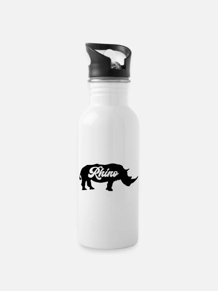 Rhinocéros Rhinocéros - Gourde avec paille intégrée - blanc