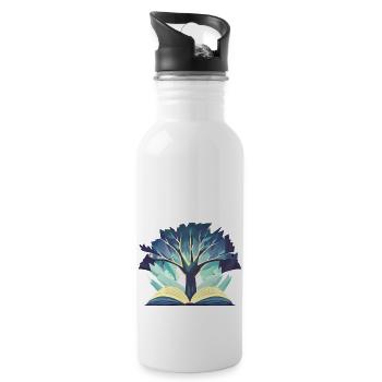 Lesen Baum Buch Leser Buchliebhaber Bücher - Trinkflasche mit integriertem Trinkhalm - Weiß - Rechts