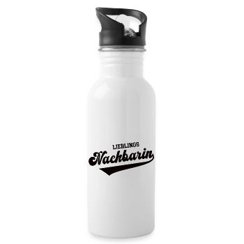 Lieblingsnachbarin Beste Lieblings Nachbarin - Trinkflasche mit integriertem Trinkhalm - Weiß - Rechts