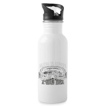 Skiing Ski Skiing Outfit Ski Design Skiers - Water bottle with straw - white - Right