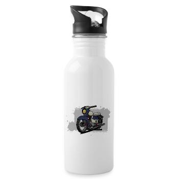 Star (blue) // Illustration - Water bottle with straw - white - Right