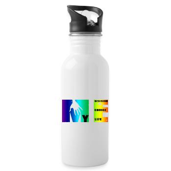 Manifest von mir: Wahl, Entscheidung, Leben - Trinkflasche mit integriertem Trinkhalm - Weiß - Rechts