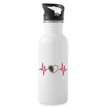 HEARTBEAT Algeria Flag Football Team - Water bottle with straw - white - Right