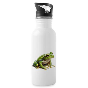 Grasfrosch wartet für den Nachwuchs auf Regen - Trinkflasche mit integriertem Trinkhalm - Weiß - Rechts