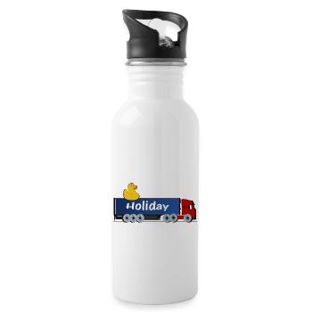 LKW-Urlaub - Trinkflasche mit integriertem Trinkhalm - Weiß - Rechts