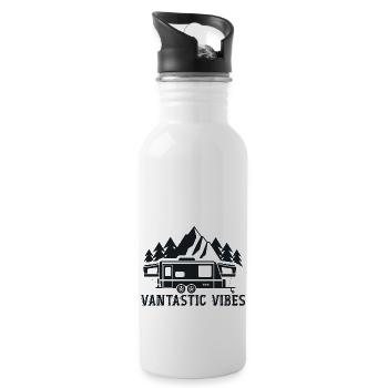 Vantastic Vibes! Van Travel Vibes - Water bottle with straw - white - Right