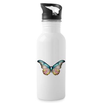 Schmetterling Tier Insekt Falter - Trinkflasche mit integriertem Trinkhalm - Weiß - Rechts