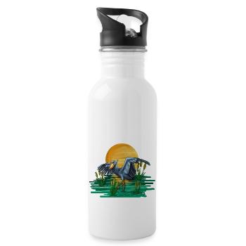 Shoebill Bird Ornithologist Forest I Gift - Water bottle with straw - white - Right