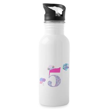 5e anniversaire sirène - Gourde avec paille intégrée - blanc - Droite