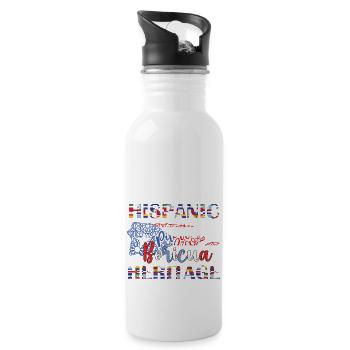 Hispanisches Erbe Boricua - Trinkflasche mit integriertem Trinkhalm - Weiß - Rechts