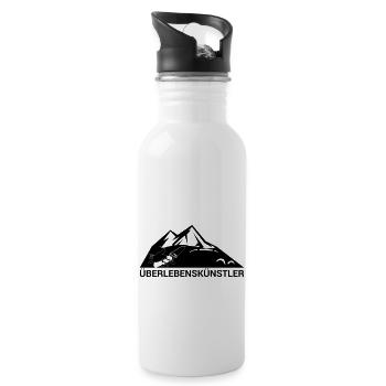 Survival-Ready #Überlebenskünstler - Trinkflasche mit integriertem Trinkhalm - Weiß - Rechts