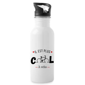 Il est plus cool à vélo -idée cadeau vélo - Gourde avec paille intégrée - blanc - Droite