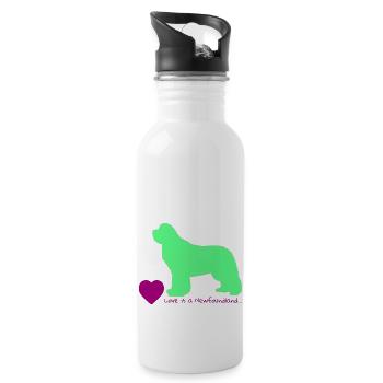 Love is a Newfoundland 012 - Trinkflasche mit integriertem Trinkhalm - Weiß - Rechts