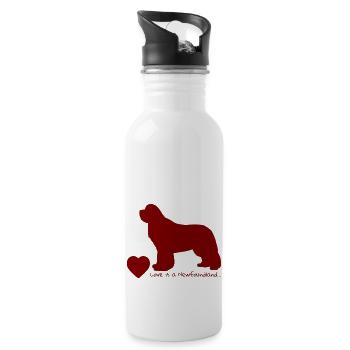 Love is a Newfoundland 015 - Trinkflasche mit integriertem Trinkhalm - Weiß - Rechts