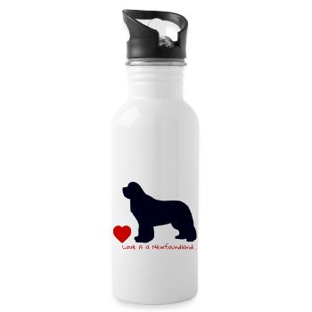 Love is a Newfoundland 017 - Trinkflasche mit integriertem Trinkhalm - Weiß - Rechts