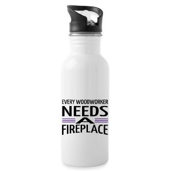 Funshirt funny craftsmen design lumberman felling - Water bottle with straw - white - Right