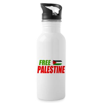 Free palestine - Water bottle with straw - white - Right