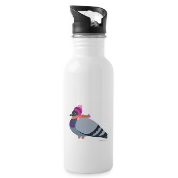 Pigeon girl with pink winter outfit - Water bottle with straw - white - Right