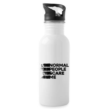 Normal People Scare Me - Psych Design - Water bottle with straw - white - Right