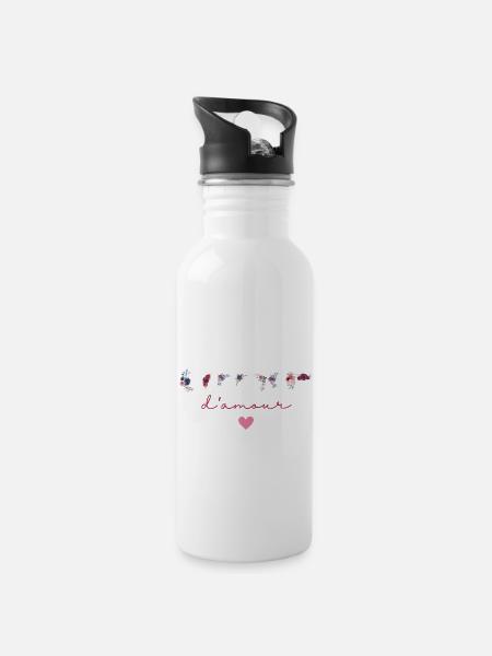 Marraine d’amour fleurs- idée cadeau marraine - Gourde avec paille intégrée - blanc
