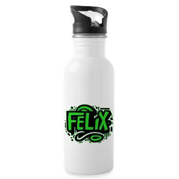 Felix Name Graffiti grün - Trinkflasche mit integriertem Trinkhalm - Weiß - Rechts