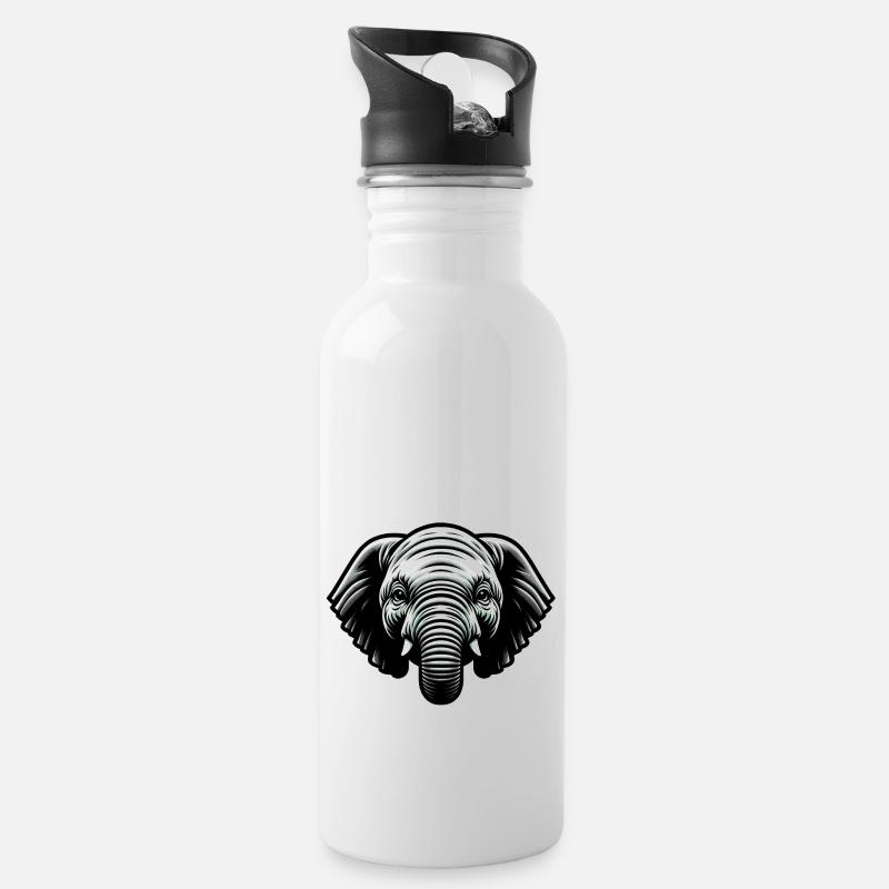 Elefanten Baby - Trinkflasche mit integriertem Trinkhalm - Weiß