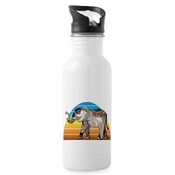 Elefant - Trinkflasche mit integriertem Trinkhalm - Weiß - Rechts