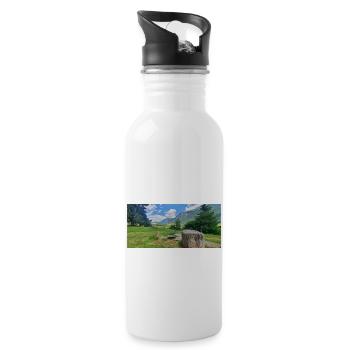 Berglandschaften - Trinkflasche mit integriertem Trinkhalm - Weiß - Rechts