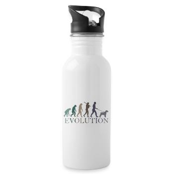 DIE EVOLUTION DES SCHNAUZERS - Trinkflasche mit integriertem Trinkhalm - Weiß - Rechts