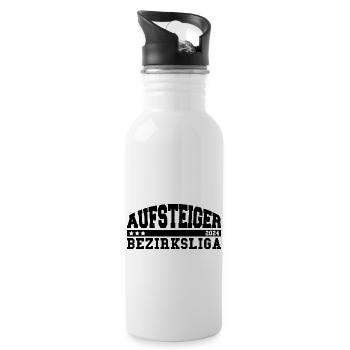 Aufsteiger 2024 Bezirksliga Aufstieg Fußball - Trinkflasche mit integriertem Trinkhalm - Weiß - Rechts