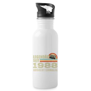 Legendary since 1988 - absolutely unique - Water bottle with straw - white - Right