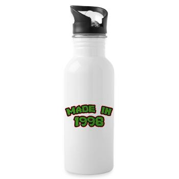 Hergestellt im Jahr 1998 Retro 90er Jahre. Für Personen ab Jahrgang 1998 - Trinkflasche mit integriertem Trinkhalm - Weiß - Rechts