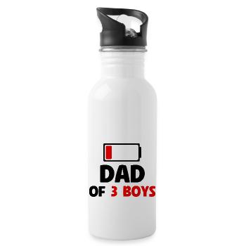 Dad Of 3 Boys - Water bottle with straw - white - Right