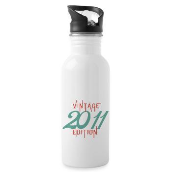 Jahrgang 2011 Ausgabe - Trinkflasche mit integriertem Trinkhalm - Weiß - Rechts